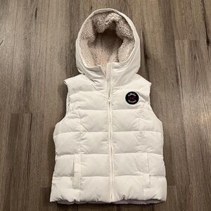 Hollister White Hooded Puffer Vest